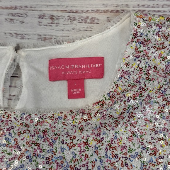 Isaac Mizrahi Live Women Always Isaac Sequin T-Shirt-Multi Color Sequence Large - Picture 8 of 11